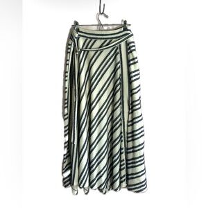 DKNY Womens Eyelash Stripe Maxi Skirt Off-White and Navy Size 14